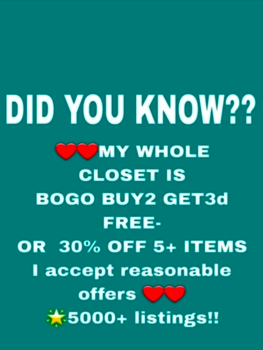That's right!! Over 5000 listings   & EVERYTHING IS ON SALE ALWAYS FREE 3RD ITEM